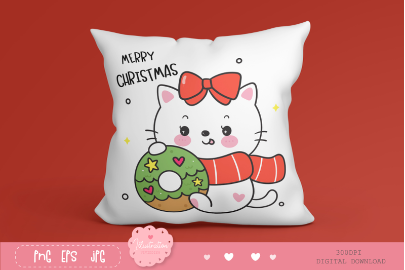 christmas-cat-kawaii-cartoon-kitten-baby-animal