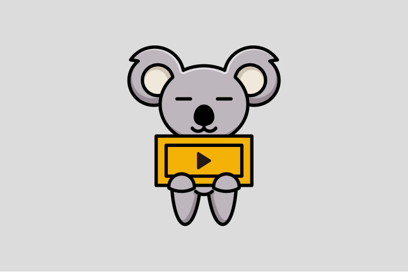 cute-koala-with-play-icon-button-vector-template-logo-design