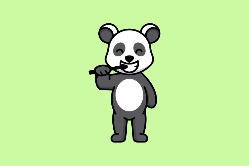 cute-panda-brushing-vector-template-logo-design