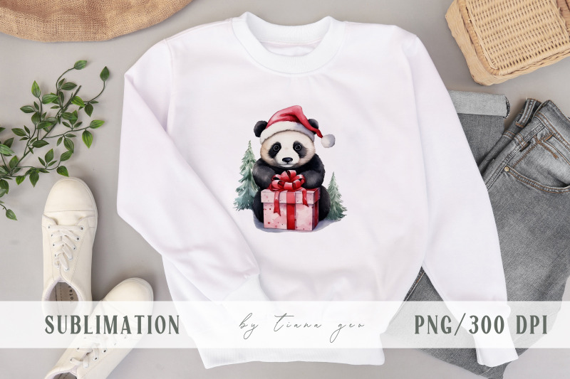 cute-watercolor-christmas-panda-set-clipart-3-png-files