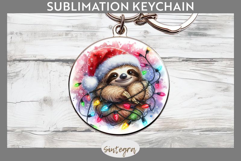 christmas-sloth-entangled-in-lights-round-keychain-sublimation