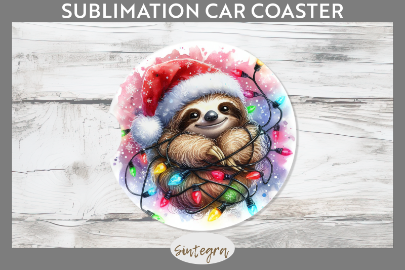 christmas-sloth-entangled-in-lights-car-coaster-sublimation