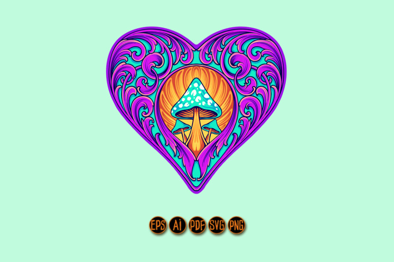 glamorous-heart-ornament-with-magic-mushrooms