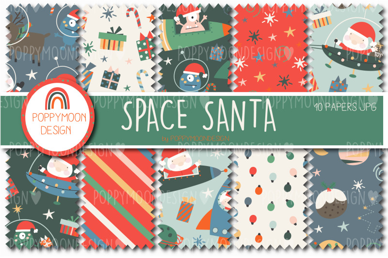 space-santa-paper-set