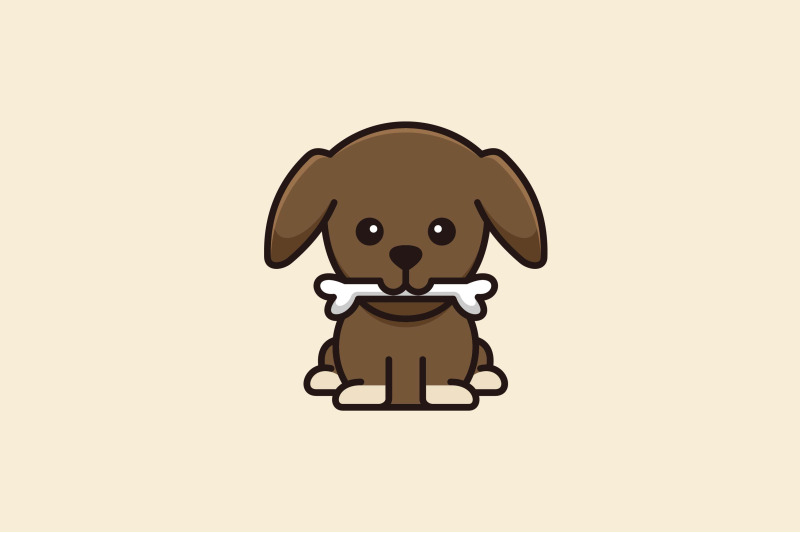 cute-puppy-with-bone-vector-template-logo-design