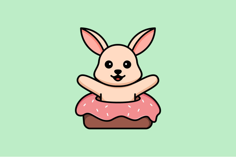 cute-rabbit-donut-vector-template-logo-design