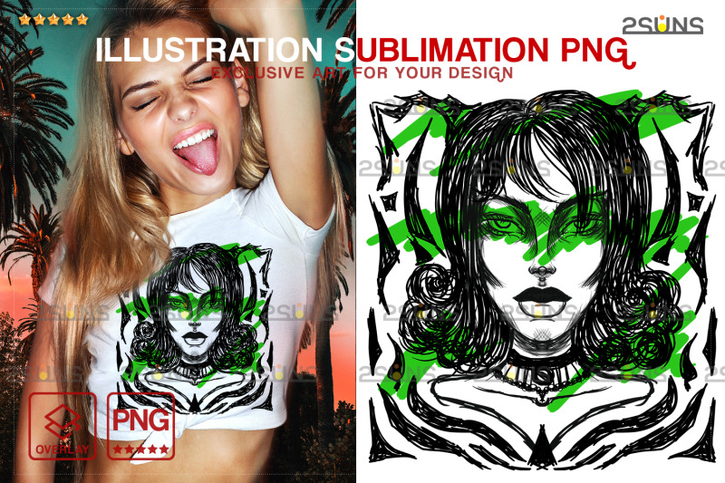 tattoo-girl-illustration-png-clipart-magic-sublimation