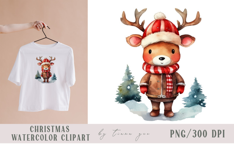cute-watercolor-christmas-winter-reindeer-clipart-1-png
