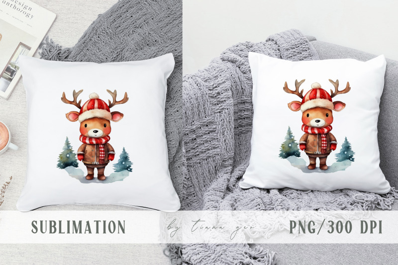 cute-watercolor-christmas-winter-reindeer-clipart-1-png