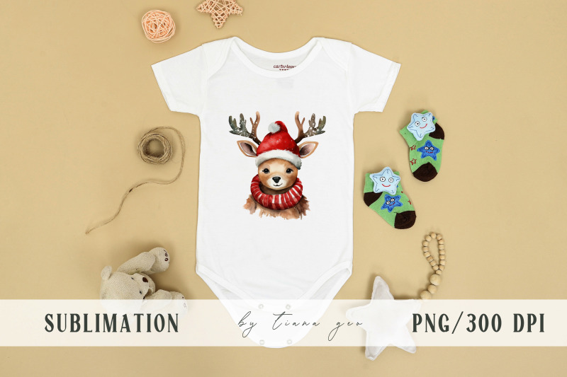 cute-watercolor-christmas-reindeer-clipart-3-png-files
