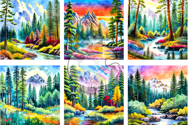pine-forest-watercolor-wilderness-scenes