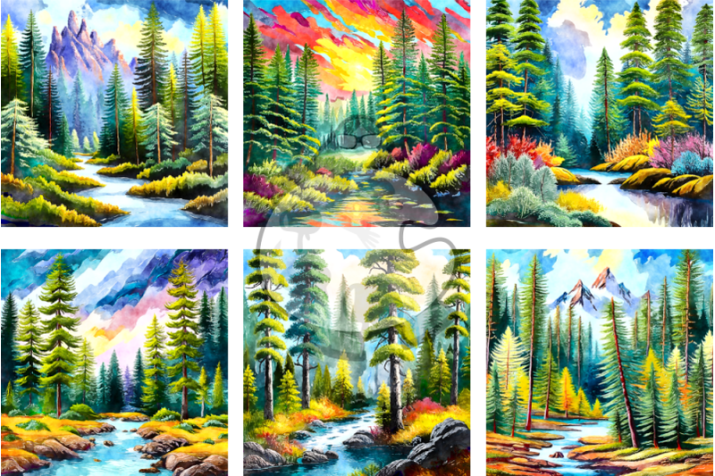 pine-forest-watercolor-wilderness-scenes