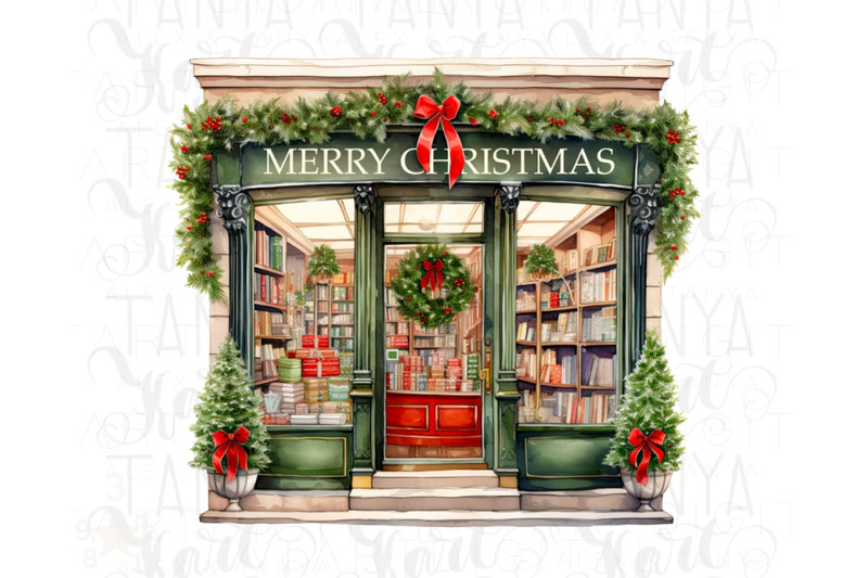 christmas-bookstore-literary-art-print-digital-download