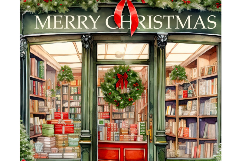 christmas-bookstore-literary-art-print-digital-download