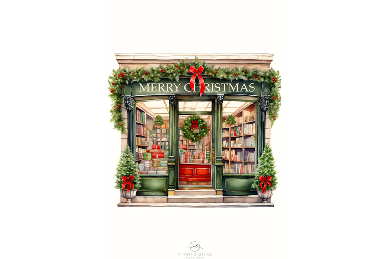 christmas-bookstore-literary-art-print-digital-download