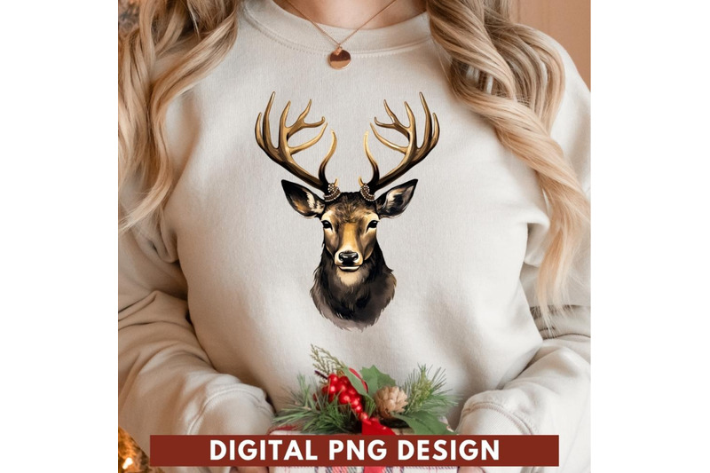 black-christmas-deer-sublimation-image