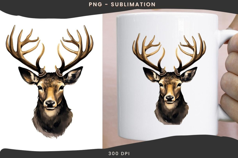 black-christmas-deer-sublimation-image