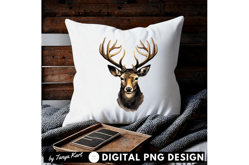 black-christmas-deer-sublimation-image