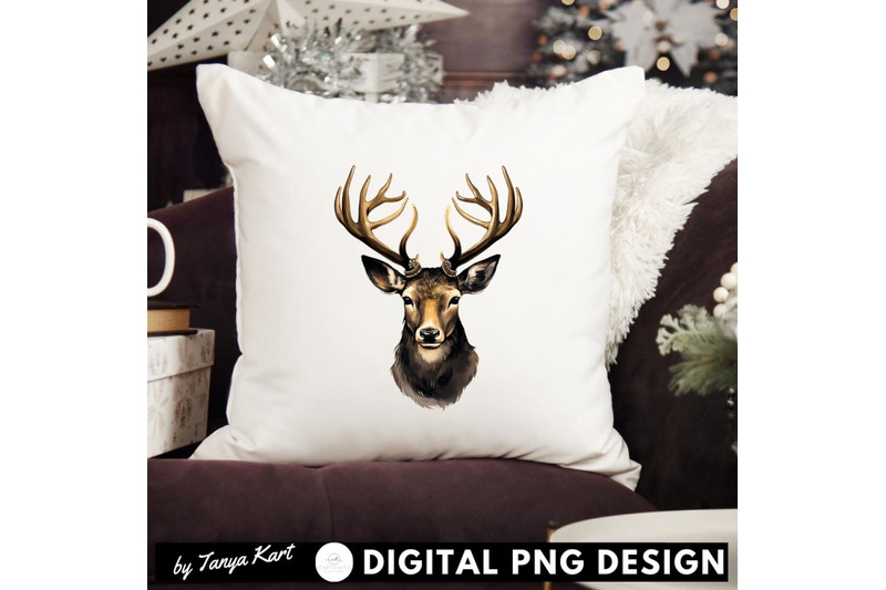 black-christmas-deer-sublimation-image