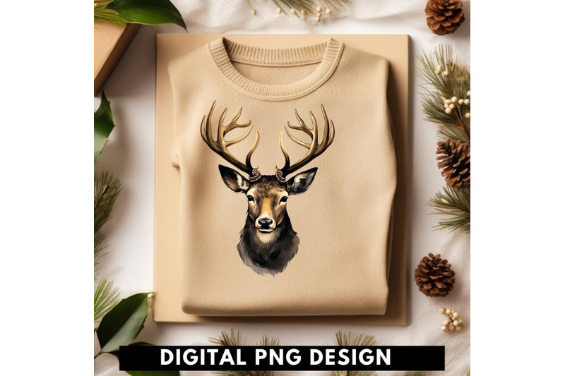 black-christmas-deer-sublimation-image