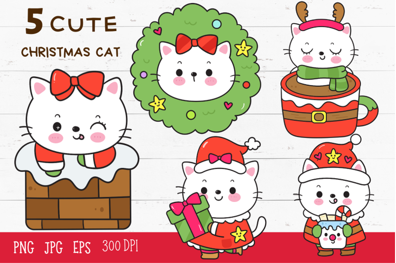 christmas-cat-kawaii-kitten-baby-animal-winter-cartoon