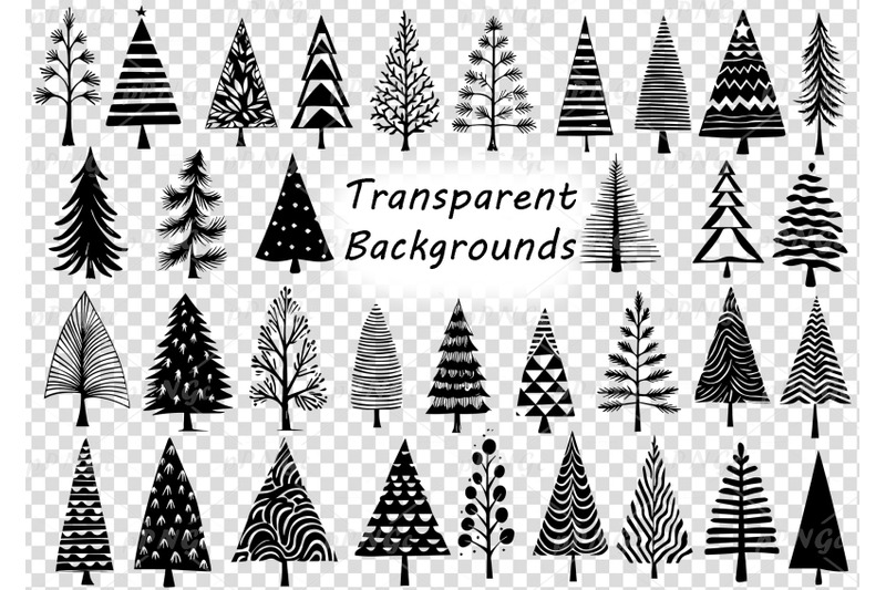 doodle-christmas-tree-silhouettes-clipart