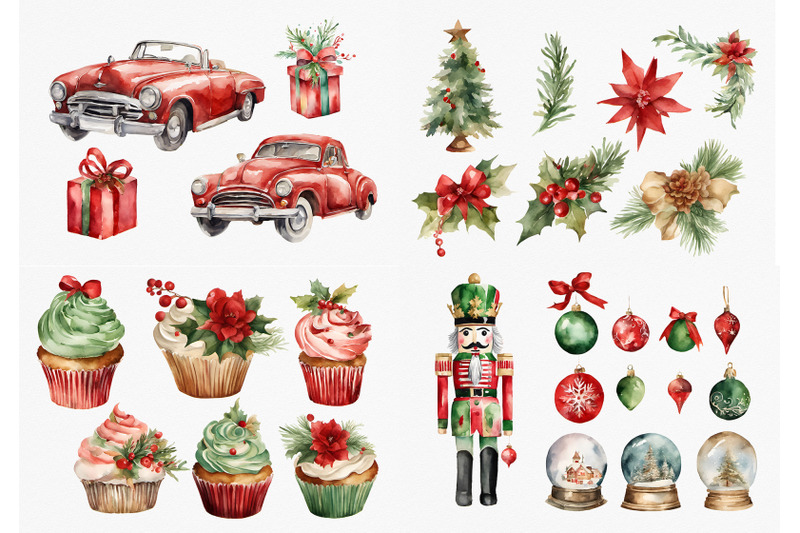 retro-car-winter-cupcakes-nutcracker-christmas-watercolor-clipart