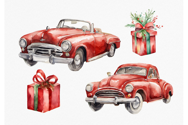 retro-car-winter-cupcakes-nutcracker-christmas-watercolor-clipart