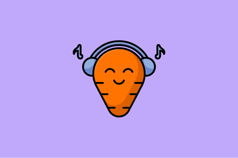 happy-face-carrot-with-headphones-vector-template-logo-design