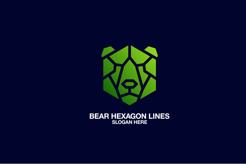 hexagon-bear-face-puzzle-vector-template-logo-design