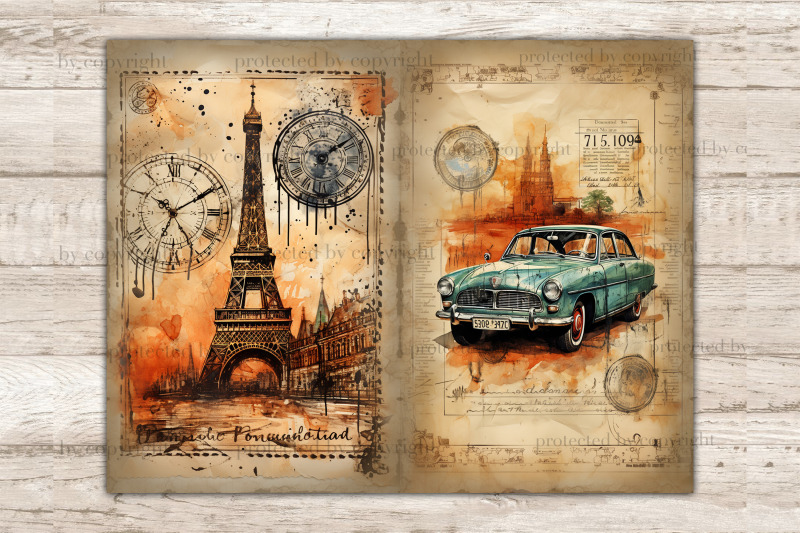 city-stamps-junk-journal-pages-vintage-collage-sheet