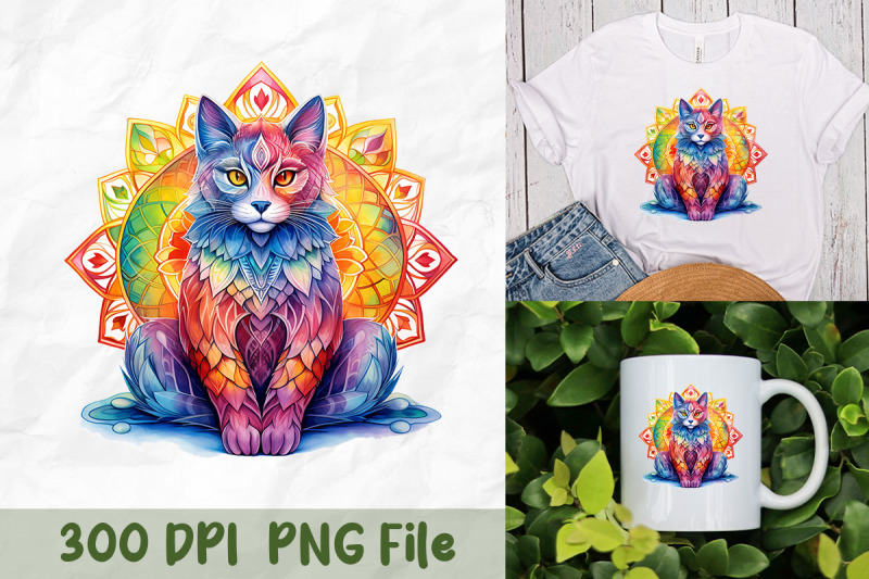 mystical-cat-mandala-art