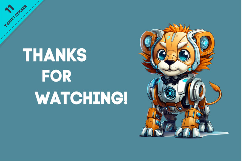 cartoon-lion-robots-t-shirt-sticker