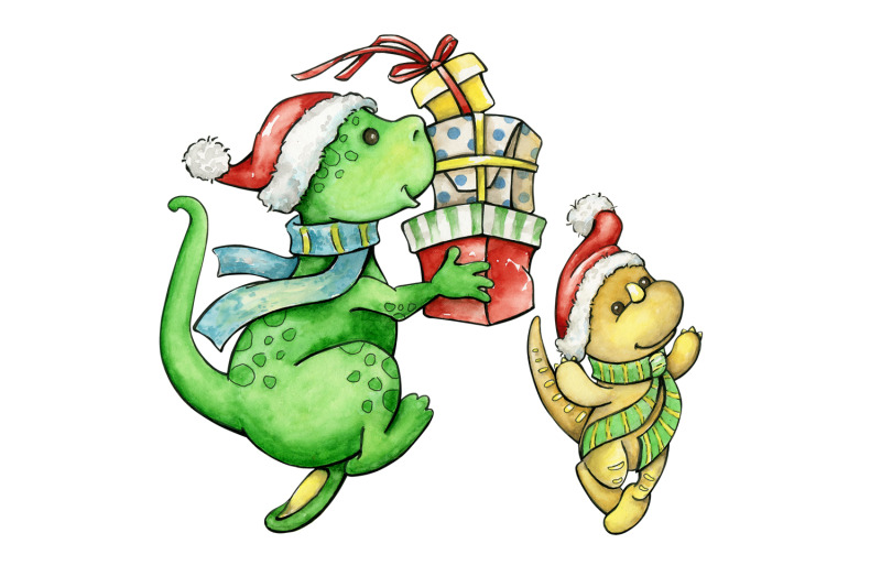 dinosaur-watercolor-sublimation-design-christmas-png-clipart-cartoo