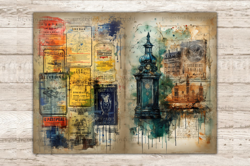 travel-junk-journal-pages-digital-collage-sheet