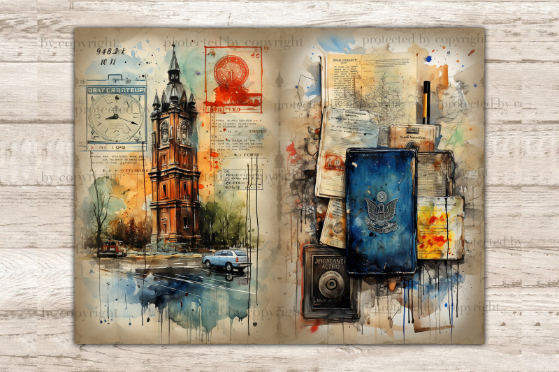 travel-junk-journal-pages-digital-collage-sheet