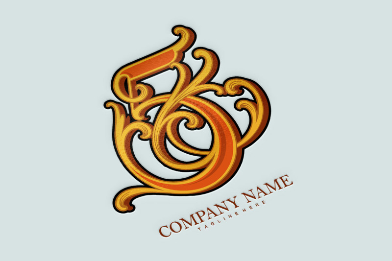 vintage-gold-flourish-number-five-monogram-logo