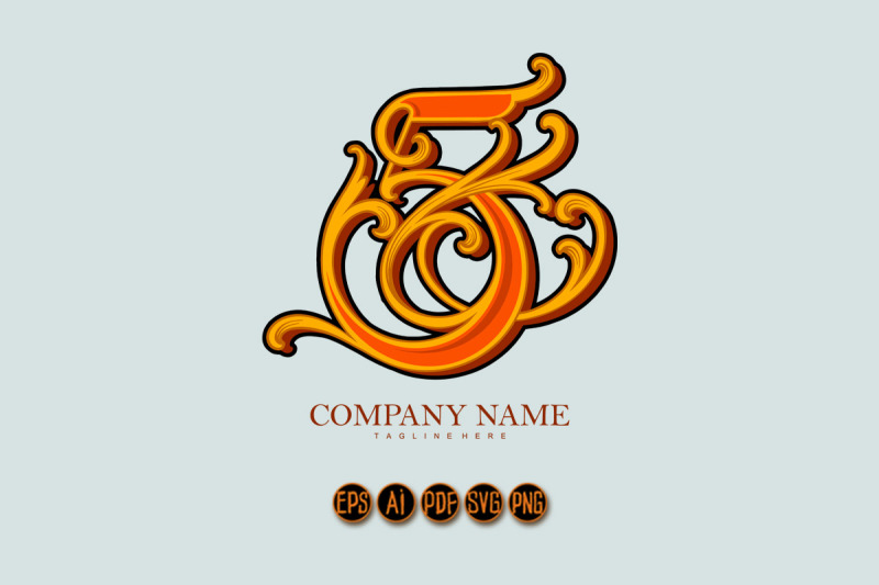 vintage-gold-flourish-number-five-monogram-logo