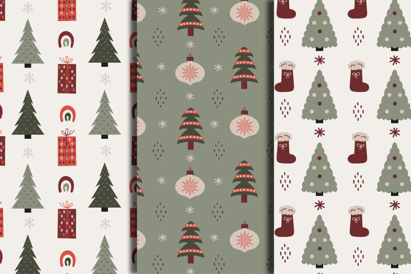 vintage-christmas-tree-seamless-patterns