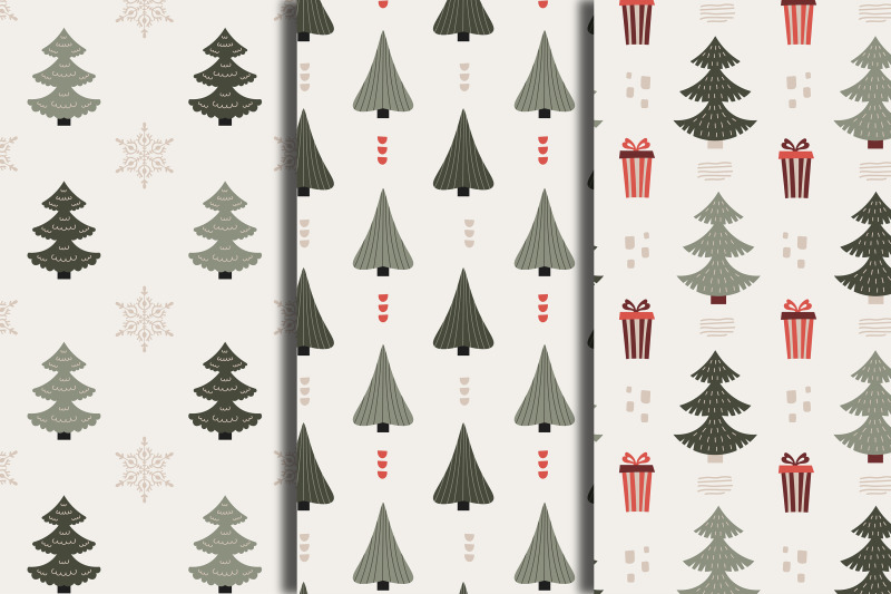 vintage-christmas-tree-seamless-patterns