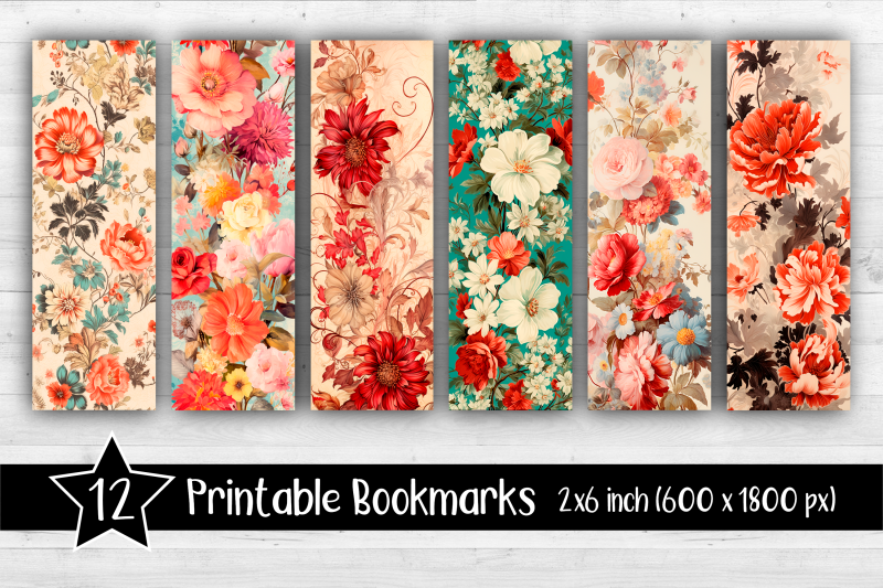 vintage-flowers-bookmarks-printable-2x6-inch