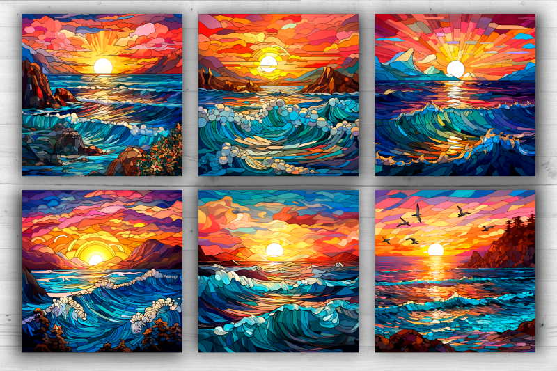 6-seascape-stained-glass-square-sublimation