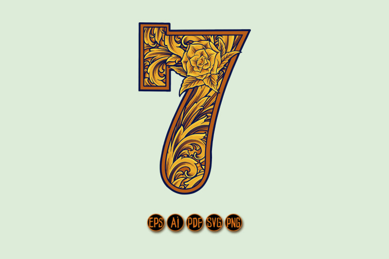 vintage-charm-number-seven-monogram-logo