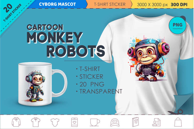 cartoon-monkey-robots-t-shirt-sticker
