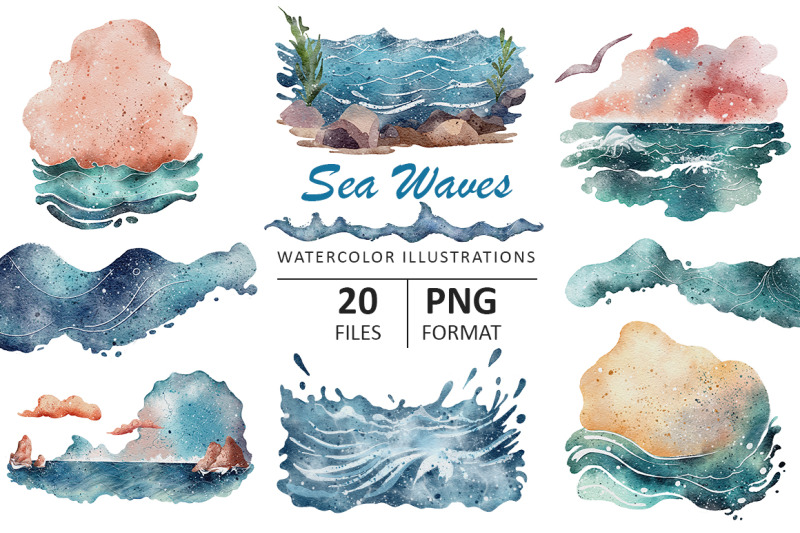 sea-waves-watercolor-illustrations