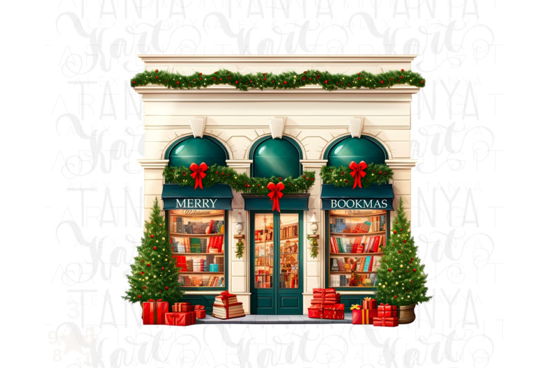 book-store-christmas-scene-png-merry-bookmas-sublimation-png