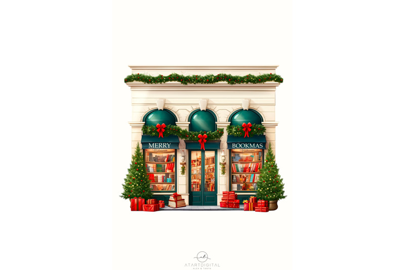 book-store-christmas-scene-png-merry-bookmas-sublimation-png