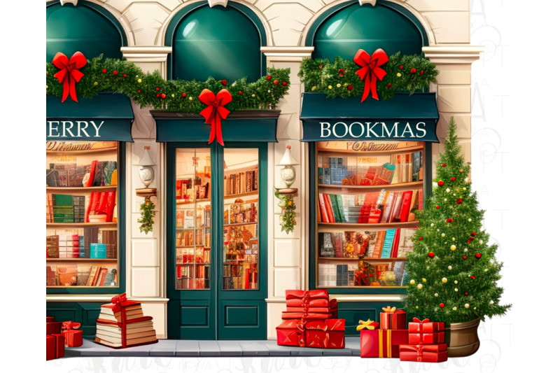 book-store-christmas-scene-png-merry-bookmas-sublimation-png