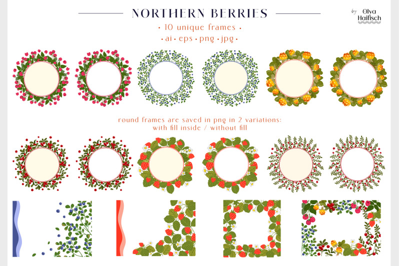 northern-berries-vector-collection-illustrations-frames-patterns