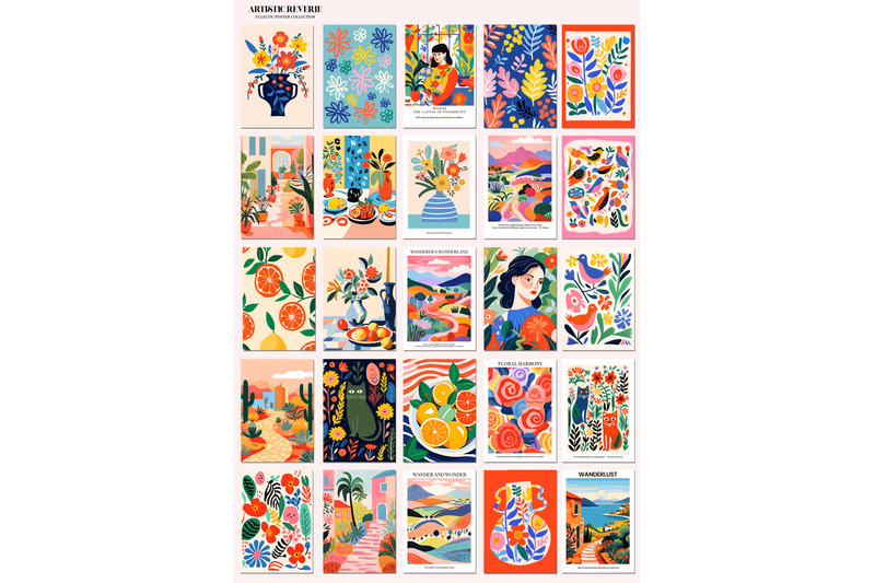 colorful-maximalist-gallery-wall-art-posters